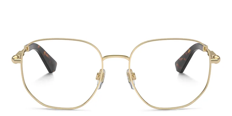 Shop BURBERRY Logo Irregular Eyeglasses in Gold online.