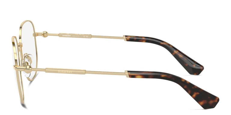 Shop BURBERRY Logo Irregular Eyeglasses in Gold online.