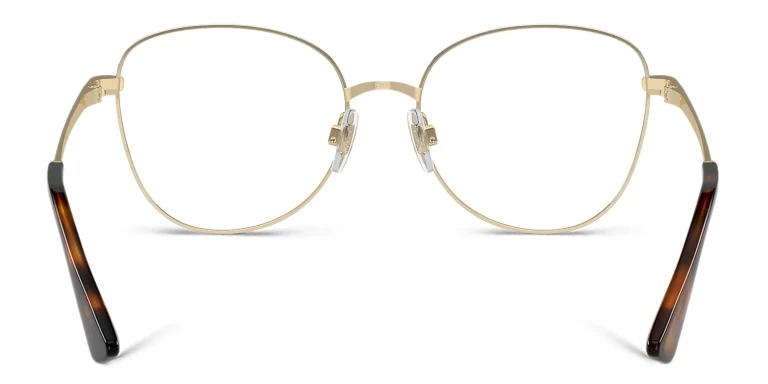 Shop Dolce & Gabbana Logo Wide Butterfly Eyeglasses in Gold online.