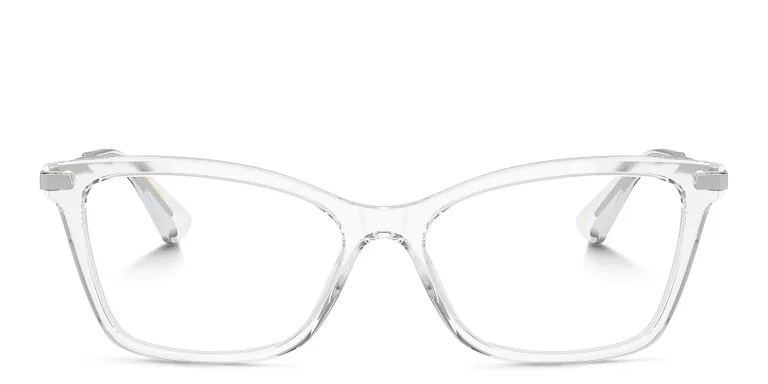 Shop Dolce & Gabbana Logo Rectangle Eyeglasses in Clear online.