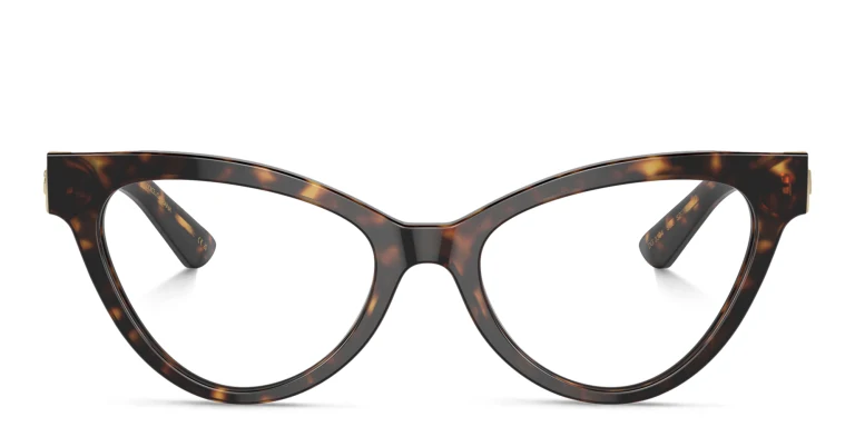 Shop Dolce & Gabbana DG Logo Cat-Eye Eyeglasses in Havana online.