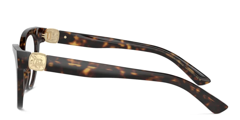 Shop Dolce & Gabbana DG Logo Cat-Eye Eyeglasses in Havana online.