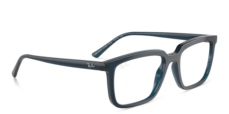Shop Ray-Ban Alain Optics Unisex Rectangle Eyeglasses in Blue online.