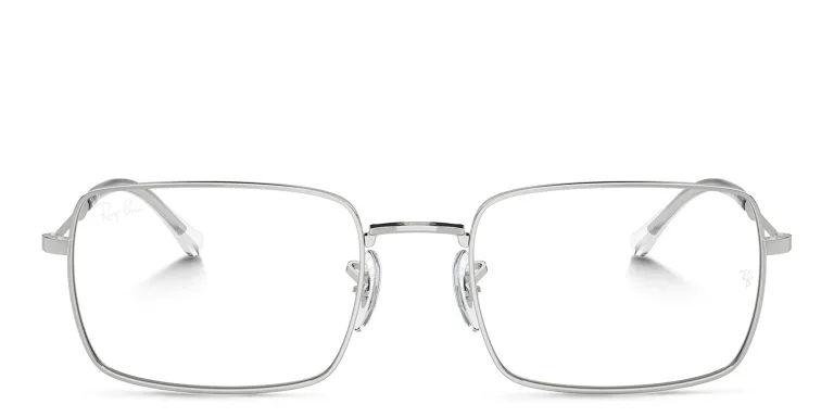 Shop Ray-Ban Optics Unisex Rectangle Eyeglasses in Silver online.