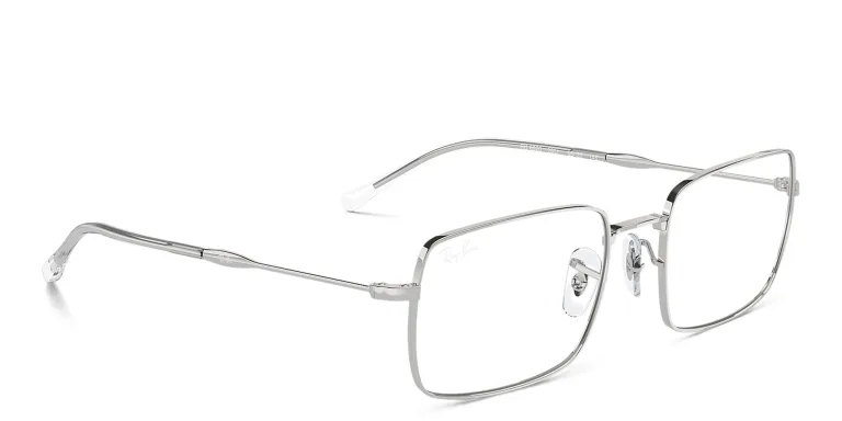 Shop Ray-Ban Optics Unisex Rectangle Eyeglasses in Silver online.