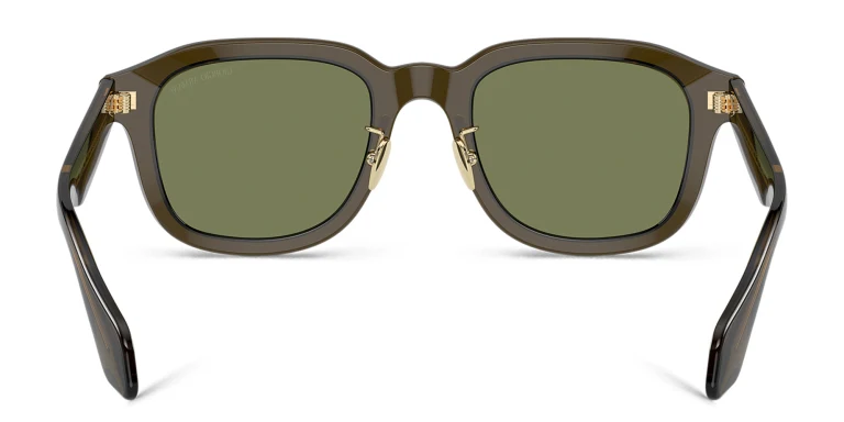 Shop GIORGIO ARMANI Logo Square Sunglasses in Green online.