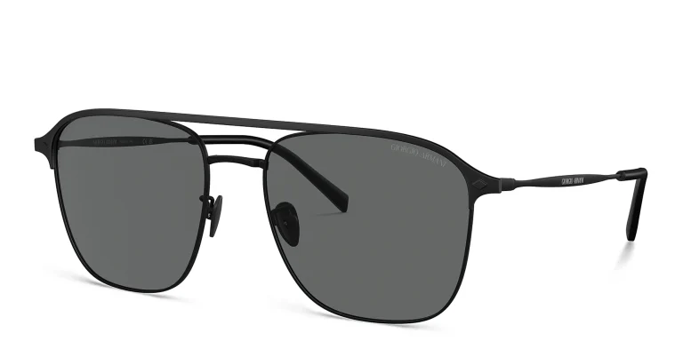 Shop GIORGIO ARMANI Logo Square Sunglasses in Black online.