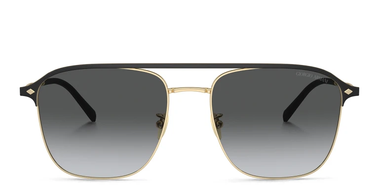 Shop GIORGIO ARMANI Logo Square Sunglasses in Gold online.