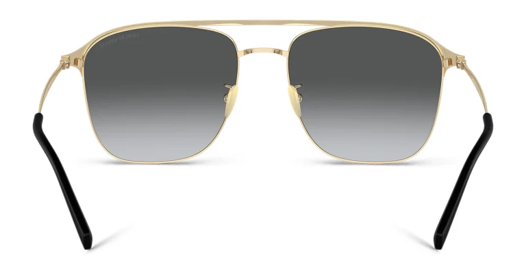 Shop GIORGIO ARMANI Logo Square Sunglasses in Gold online.