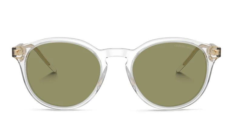 Shop GIORGIO ARMANI Logo Panthos Sunglasses in Clear online.