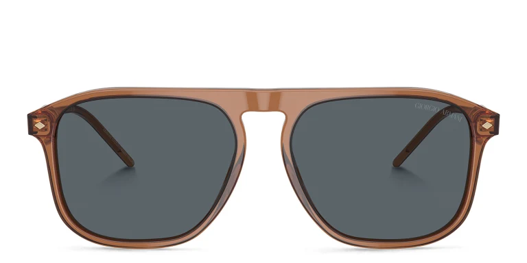 Shop GIORGIO ARMANI Logo Square Sunglasses in Brown online.
