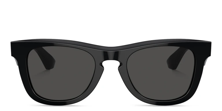 Shop BURBERRY Logo Square Sunglasses in Black online.