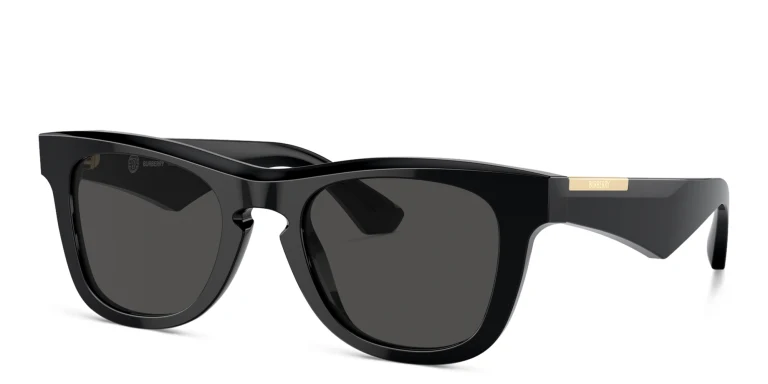 Shop BURBERRY Logo Square Sunglasses in Black online.