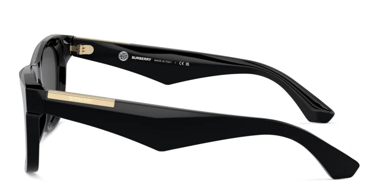 Shop BURBERRY Logo Square Sunglasses in Black online.