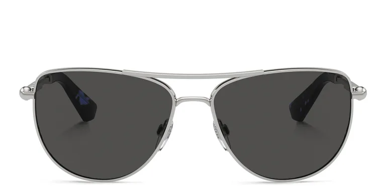 Shop BURBERRY Logo Aviator Sunglasses in Silver online.