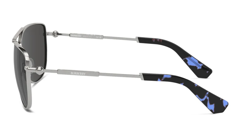 Shop BURBERRY Logo Aviator Sunglasses in Silver online.
