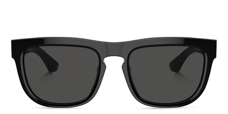 Shop BURBERRY Logo Square Sunglasses in Black online.