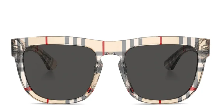 Shop BURBERRY Vintage Check Square Sunglasses in Brown online.