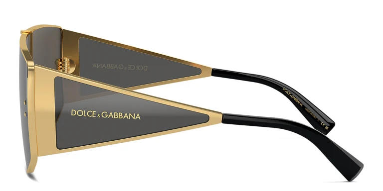 Shop Dolce & Gabbana Logo Rectangle Sunglasses in Gold online.