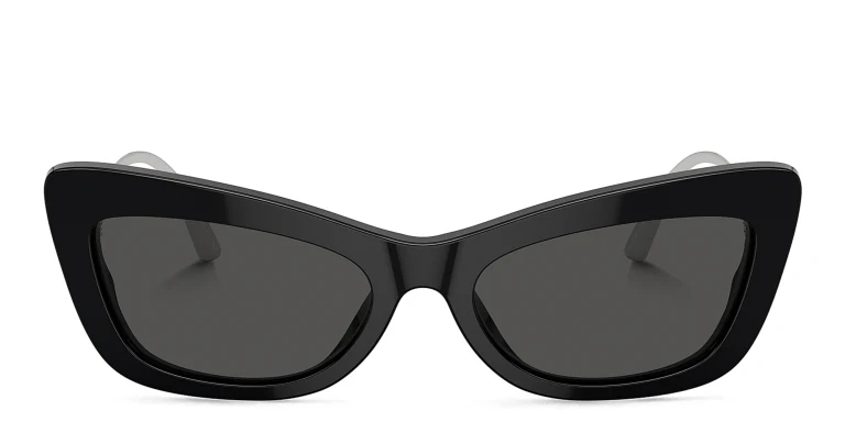 Shop Dolce & Gabbana Rhinestone DG Motif Cat-Eye Sunglasses in Black online.