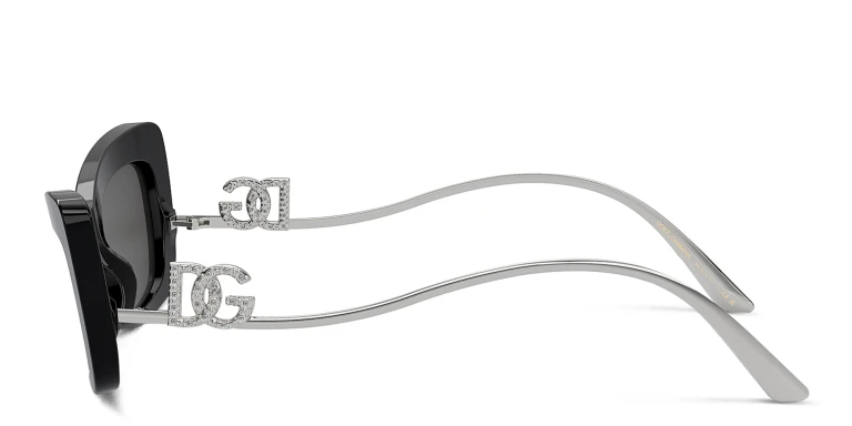 Shop Dolce & Gabbana Rhinestone DG Motif Cat-Eye Sunglasses in Black online.