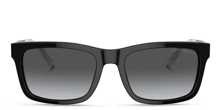 Shop Emporio Armani Logo Rectangle Sunglasses in Black online.