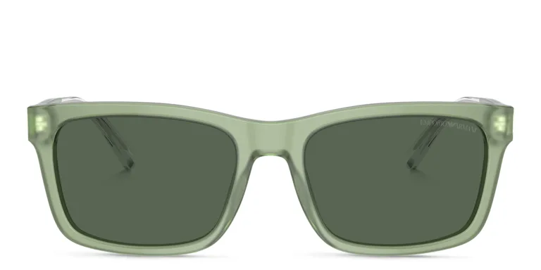 Shop Emporio Armani Logo Rectangle Sunglasses in Green online.