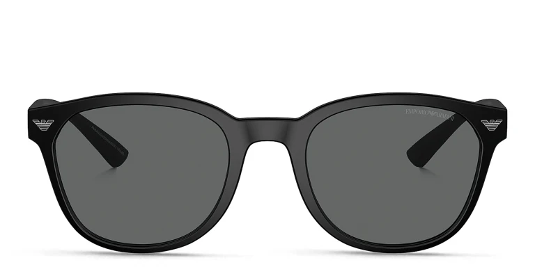 Shop Emporio Armani Logo Panthos Sunglasses in Black online.