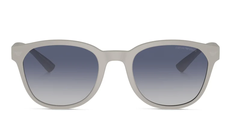 Shop Emporio Armani Logo Panthos Sunglasses in Grey online.