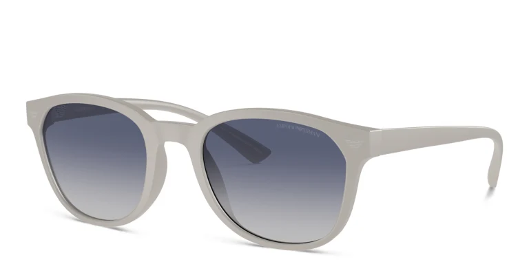 Shop Emporio Armani Logo Panthos Sunglasses in Grey online.