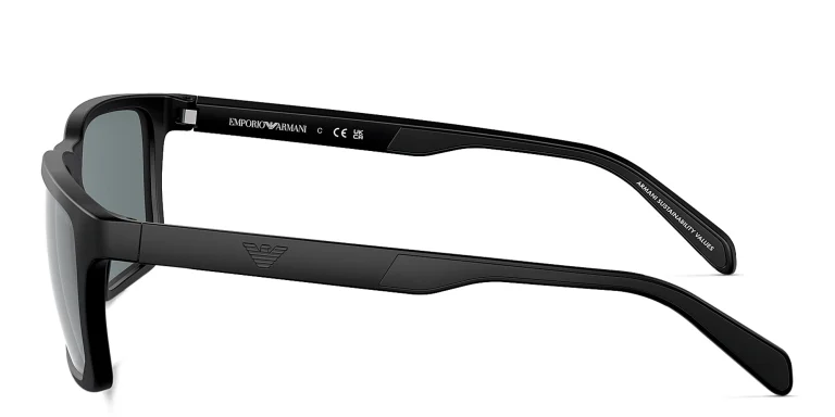 Shop Emporio Armani Logo Rectangle Sunglasses in Black online.