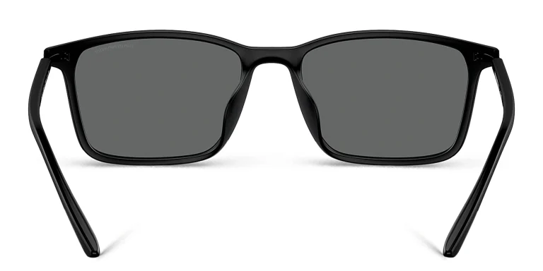 Shop Emporio Armani Logo Rectangle Sunglasses in Black online.