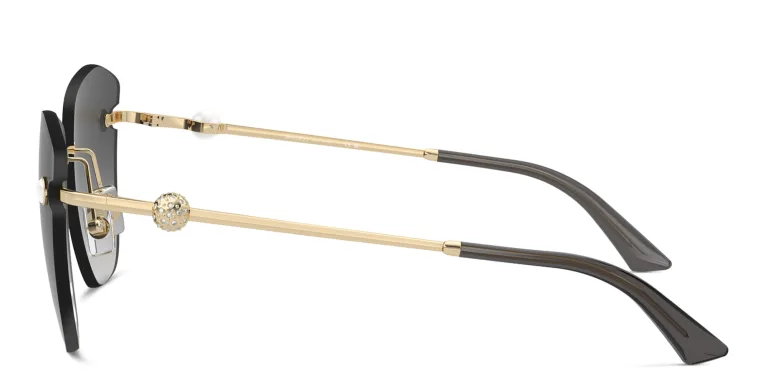 Shop JIMMY CHOO Pearl-Embellished Rimless Cat-Eye Sunglasses in Gold online.