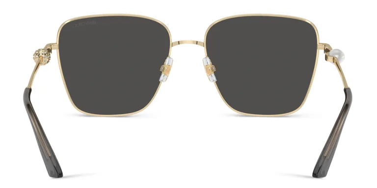 Shop JIMMY CHOO Pearl-Embellished Square Sunglasses in Gold online.