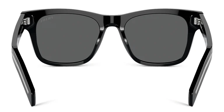 Shop PRADA Logo Rectangle Sunglasses in Black online.