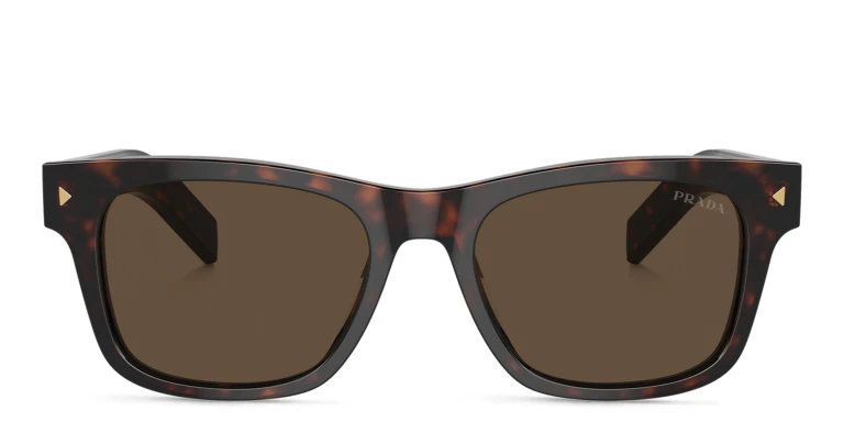 Shop PRADA Logo Rectangle Sunglasses in Tortoise online.