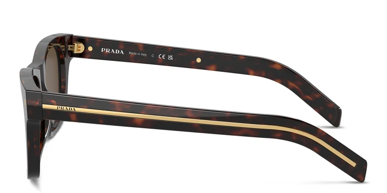 Shop PRADA Logo Rectangle Sunglasses in Tortoise online.