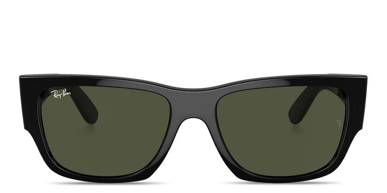 Shop Ray-Ban Carlos Unisex Rectangle Sunglasses in Black online.