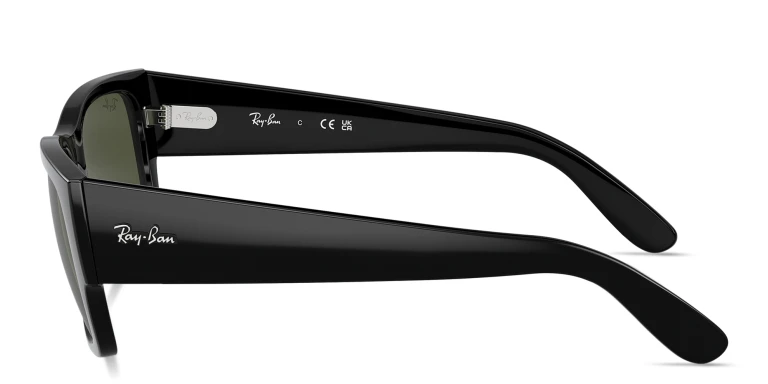 Shop Ray-Ban Carlos Unisex Rectangle Sunglasses in Black online.