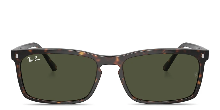 Shop Ray-Ban Logo-Embossed Unisex Rectangle Sunglasses in Havana online.
