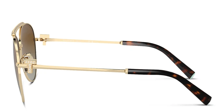 Shop TIFFANY T Motif Pilot Sunglasses in Gold online.
