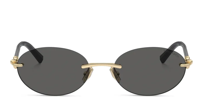 Shop TIFFANY Tiffany HardWear Rimless Oval Sunglasses in Gold online.
