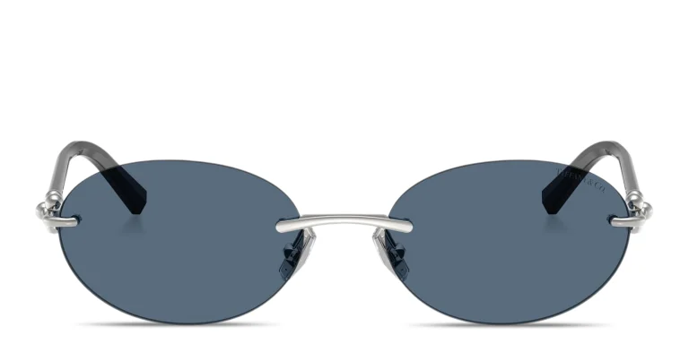 Shop TIFFANY Tiffany HardWear Rimless Oval Sunglasses in Silver online.