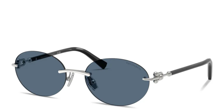 Shop TIFFANY Tiffany HardWear Rimless Oval Sunglasses in Silver online.