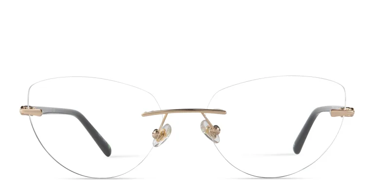 Shop EYE'M Rimless Wide Cat-Eye Eyeglasses in Black online.