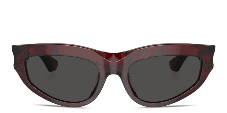 Shop BURBERRY Engraved Logo Cat-Eye Sunglasses in Red online.