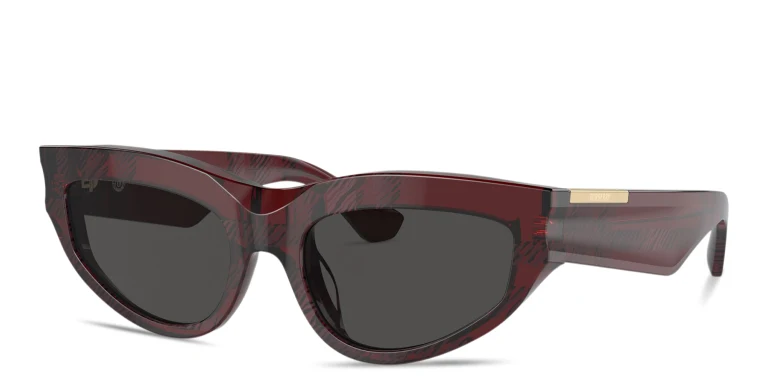 Shop BURBERRY Engraved Logo Cat-Eye Sunglasses in Red online.