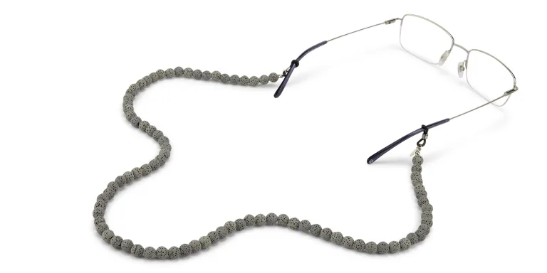 Shop The RICCI DISTRICT Lava Stone Unisex Glasses Chain in Grey online.