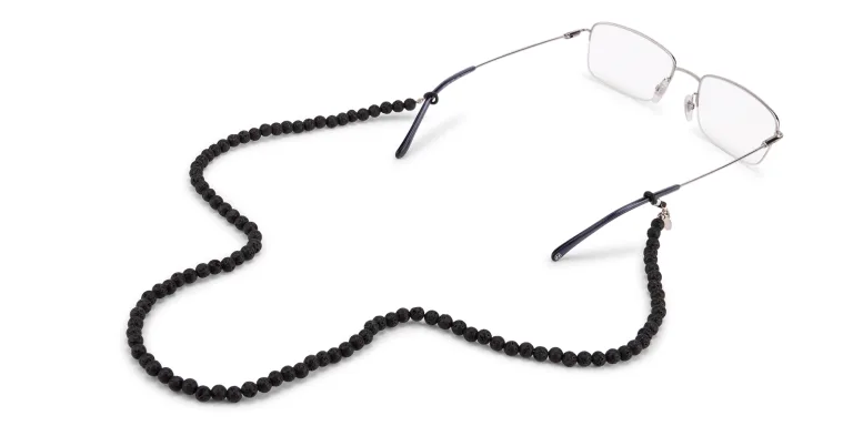 Shop The RICCI DISTRICT Lava Stone Unisex Glasses Chain in Black online.