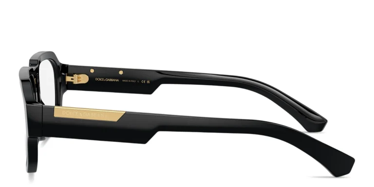 Shop Dolce & Gabbana Engraved Logo Wide Pilot Eyeglasses in Black online.